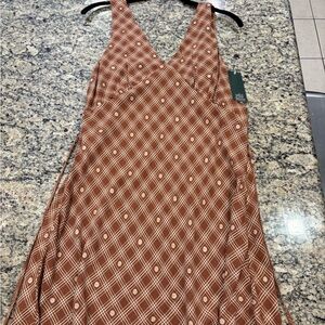 Target Rust Brown Geometric V-Neck Midi Dress